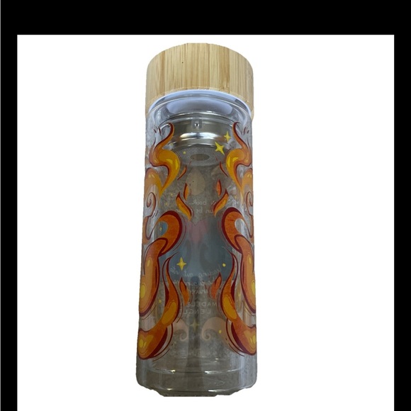 Inspirational Water Bottle - Clear Glads with Bamboo Lid Like New Tea Gift - Picture 2 of 7